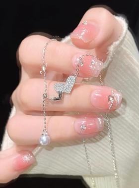 银贝S925纯银珍珠ot项链爱心心形吊坠女小众设计甜美简约锁骨链