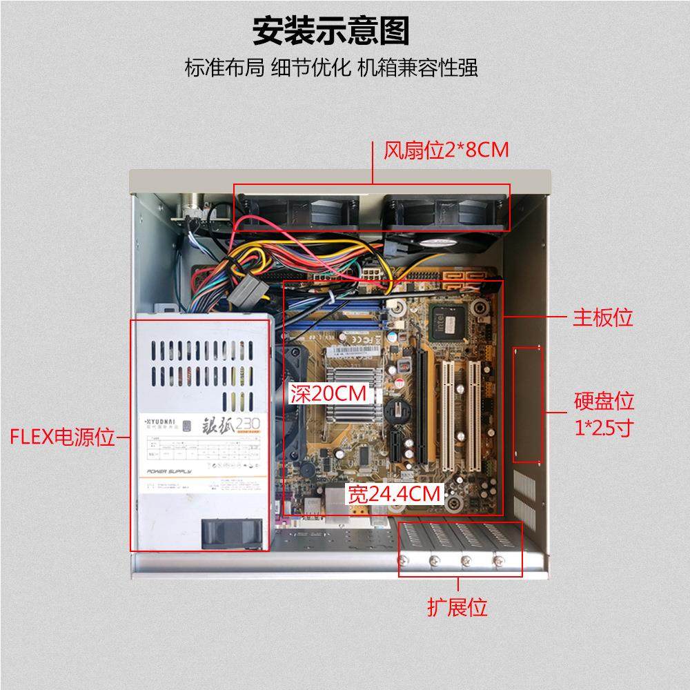 迷你壁挂机箱服务器深258MM视觉扫描电脑用FLEX电源主板位工业灰,淘宝优惠券,粉丝福利购,淘宝优惠卷