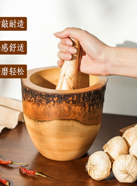 泰国实木手工捣蒜罐研磨擂钵