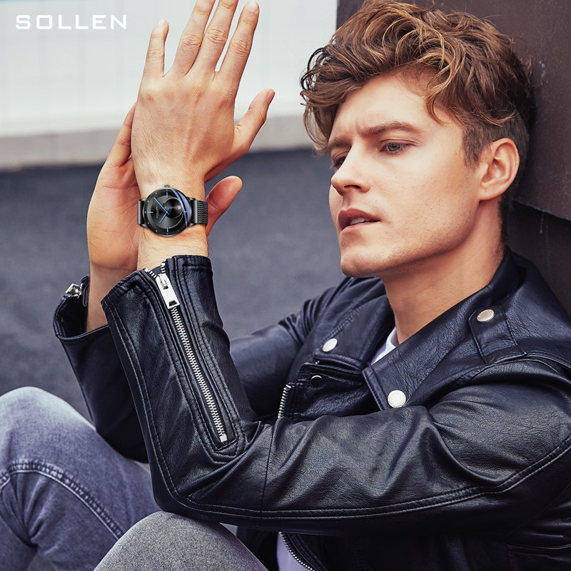 男镂空全自动超薄十大男学生机械表 梭伦靓美国产腕表