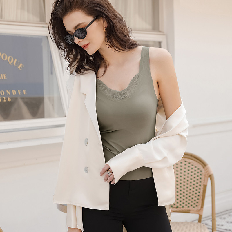 MEINS吊带背心女抹胸上衣带胸垫一体内搭外穿打底免穿内衣宽肩带,淘宝优惠券,粉丝福利购,淘宝优惠卷