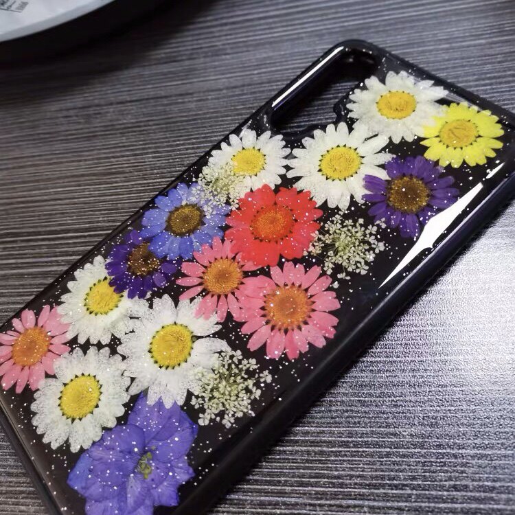 华为nova8手机壳p30/p40干花荣耀50/30潮牌女款雏菊nova7se黑色硬壳2021年冬天真花滴胶mate30/40pro保护套