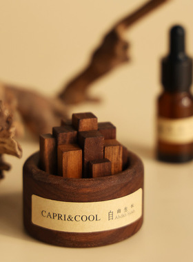 扩香木实木创意中古风摆件家居酒店卧室内香薰精油扩香器无火香氛