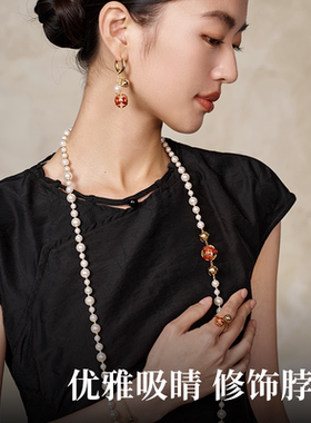 羽兮原创设计红色毛衣链