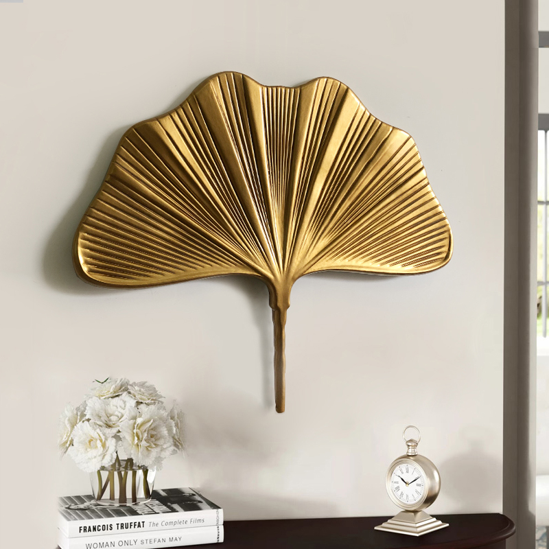 北欧墙饰装饰创意轻奢沙发玄关壁炉壁饰杏叶挂件背景墙面客厅挂件 - 图2