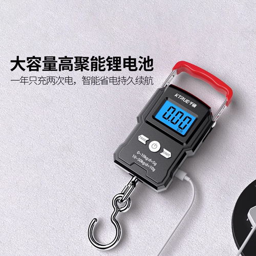 千确高精度手提电子秤小型便携式家用钩商用称手拉弹簧行李称鱼器 - 图2