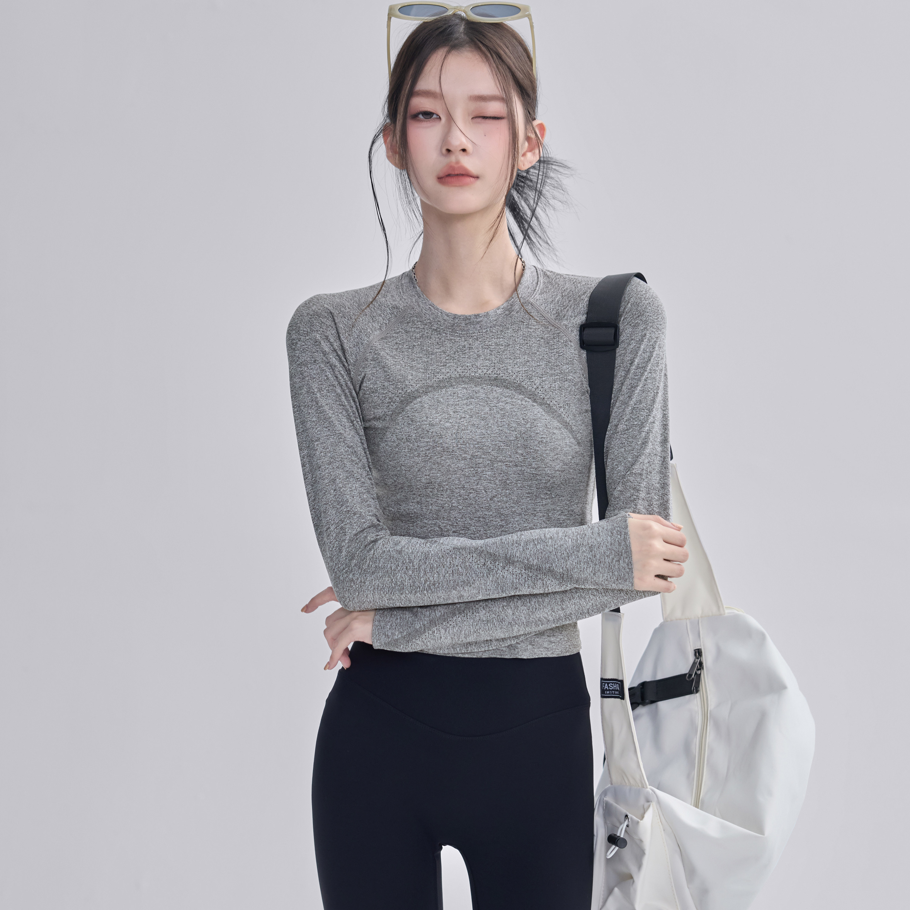 2025新款瑜伽服女正肩紧身显瘦长袖弹力健身跑步运动上衣T恤初秋,淘宝优惠券,粉丝福利购,淘宝优惠卷