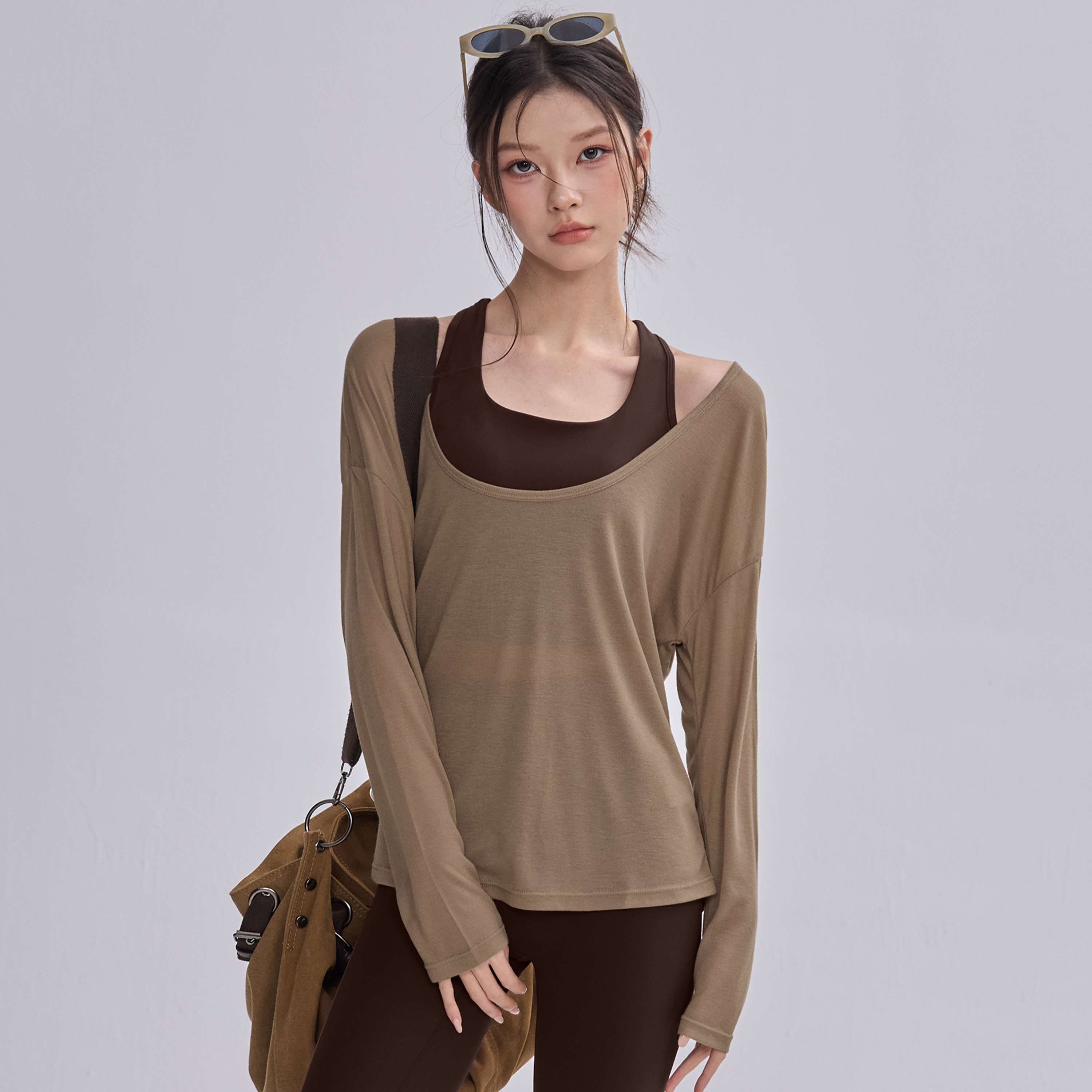 宽松瑜伽服罩衫女普拉提训练秋冬长袖透气上衣2025健身运动套装新,淘宝优惠券,粉丝福利购,淘宝优惠卷