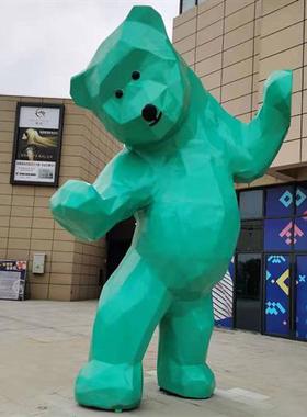 玻璃钢雕塑定制大型几何动物抽象块切面熊鹿兔子摆件户外园林景观