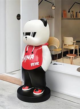玻璃钢卡通雕塑定制大型户外迎宾IP吉祥物网红打卡方仔熊落地摆件