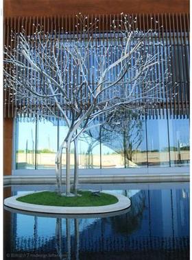 不锈钢松树柏树雕塑抽象仿真树广场公园别墅景观植物创意装饰摆件