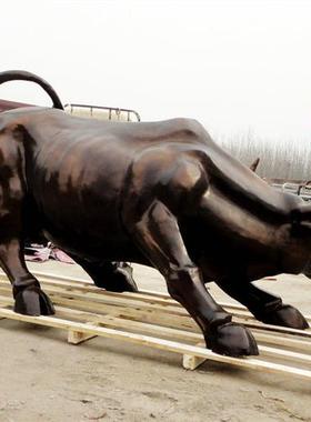 仿铜华尔街牛雕塑户外大型牛摆件玻璃钢美陈广场商场仿真动物摆设