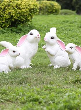 户外花园林别墅景观草地小品仿真动物雕塑庭院装饰小白兔子玻璃钢