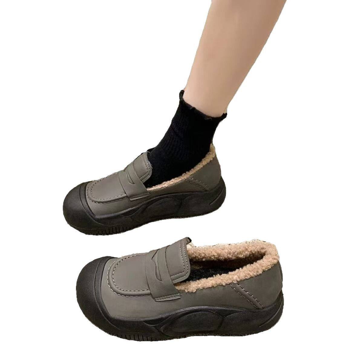 2025冬季新款网红厚底棉鞋女复古一脚蹬休闲毛毛鞋软底防滑妈妈鞋,淘宝优惠券,粉丝福利购,淘宝优惠卷