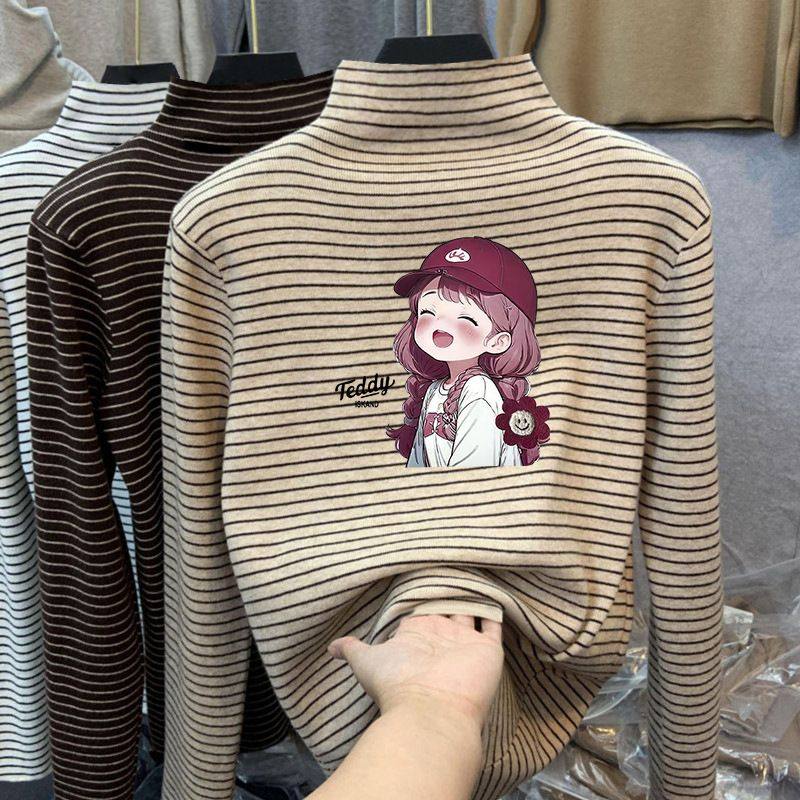 儿童半高领打底衫保暖长袖T恤男女中大童条纹德绒秋衣内搭上衣ins,淘宝优惠券,粉丝福利购,淘宝优惠卷