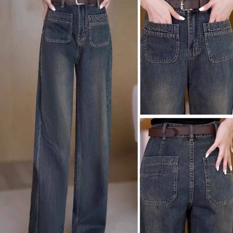 加厚绒阔腿牛仔裤女2025年秋冬新款宽松小个子高腰秋冬季显瘦,淘宝优惠券,粉丝福利购,淘宝优惠卷