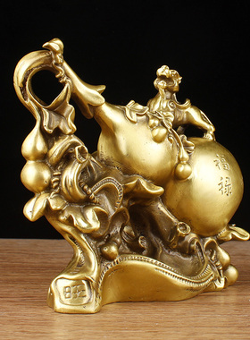 铜葫芦摆件福禄寿家居客厅工艺品