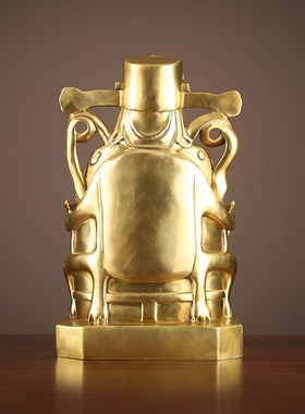 黄铜财神爷家居供奉佛像家用摆件