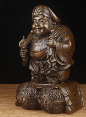 纯铜大黑天财神摆件办公室客厅