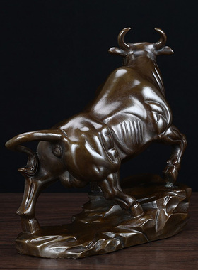 纯铜牛摆件客厅办公桌铜牛气冲天