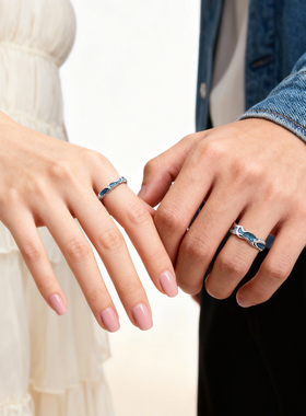 VRQ唯诺其澜光开口情侣对戒夜光925银高级感生日礼物送女朋友