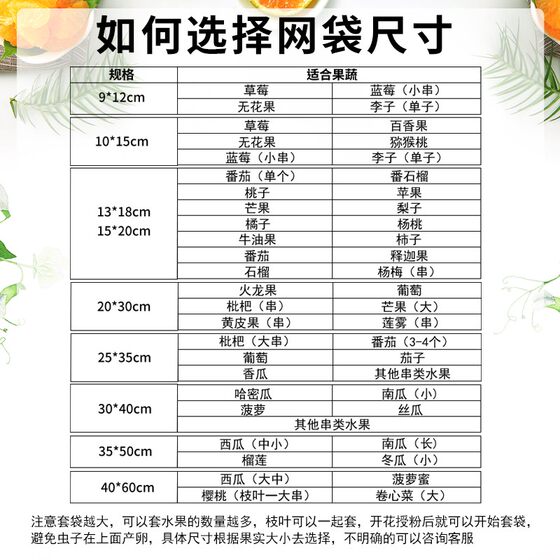 Special bag for custard apple, insect-proof and bird-proof bag for Buddha's head fruit, breathable tomato, peach, mango and orange universal fruit mesh bag