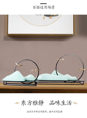 新中式风禅意陶瓷酒店茶室假山