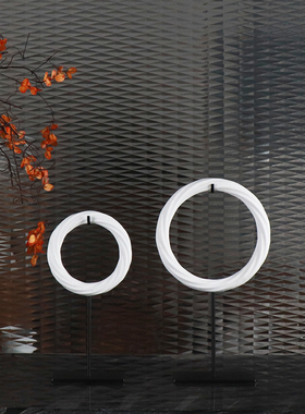 新中式风雕刻绞丝茶几样板玉璧