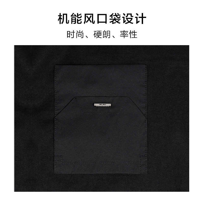 MrBu布先生短袖t恤新款男装夏季黑色时尚口袋全棉透气上衣GT16380,淘宝优惠券,粉丝福利购,淘宝优惠卷