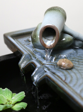 陶瓷招财客厅办公室喷泉流水摆件