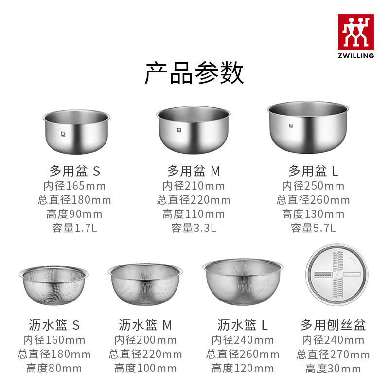 双立人304不锈钢沥水篮淘米洗菜多用料理盆洗米筛厨房家用沥水盆,淘宝优惠券,粉丝福利购,淘宝优惠卷