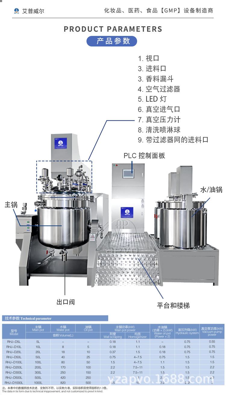 厂促工厂不锈钢液压真空均质乳化机螺带定向乱壁搅拌高剪切乳化品