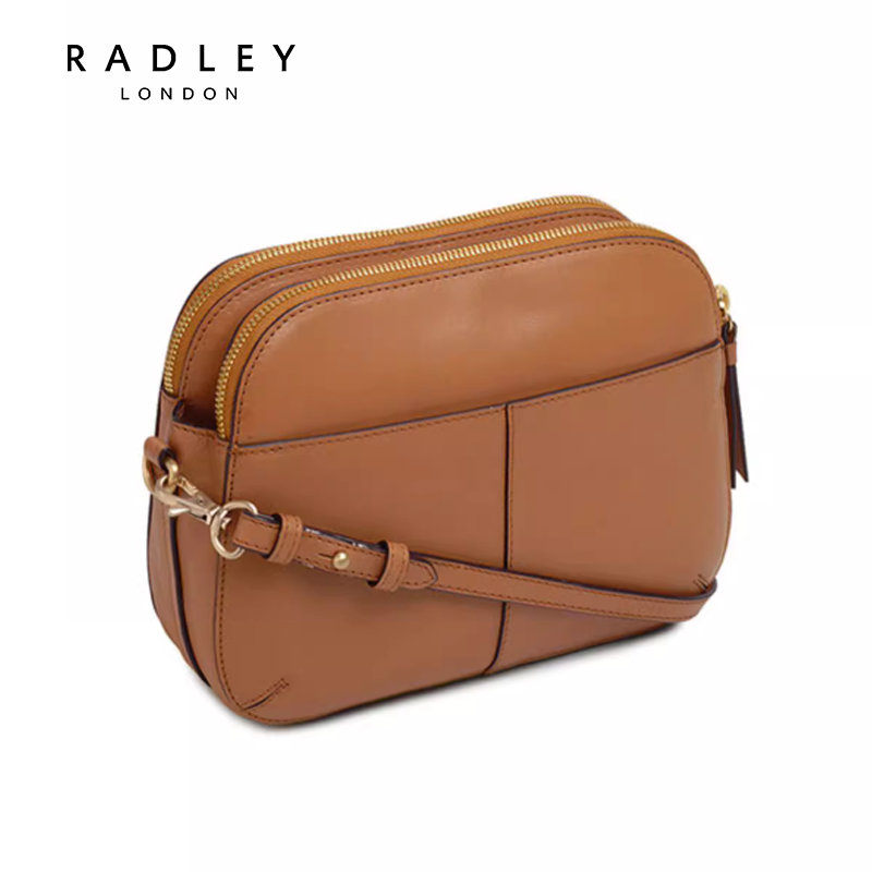 radley中号拉链牛皮细肩带斜挎包 radley女士包袋