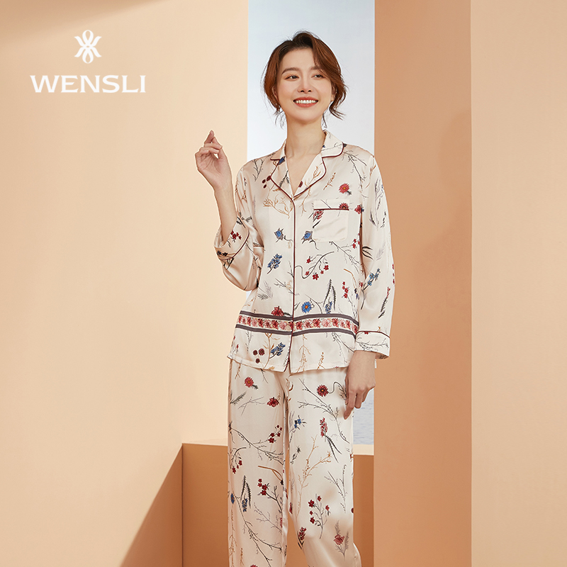 wensli /万事利女冬印花长袖睡衣 万事利内衣睡衣/家居服套装
