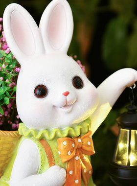 庭院仿真树脂卡通小兔子花盆摆件