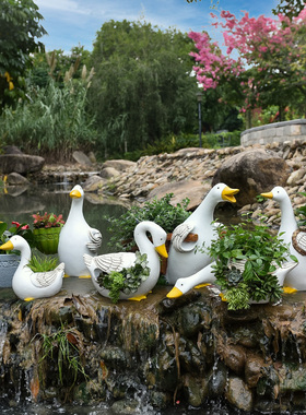 迷你装饰摆件盆栽鱼池造景小鸭子