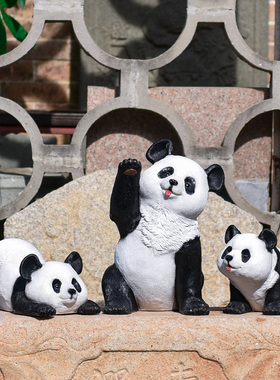 户外仿真大熊猫雕塑玻璃钢装饰品