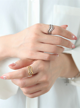 欧美ins个性夸张钛钢戒指女