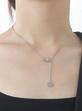 小众轻奢简约螺旋圆牌项链