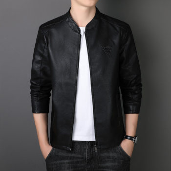 Lomon Leather Jacket ຜູ້ຊາຍແບບເກົາຫຼີແບບ Slim ລົດຈັກ Stand Collar Jacket Leather Spring and Autumn popular 2024 New Top