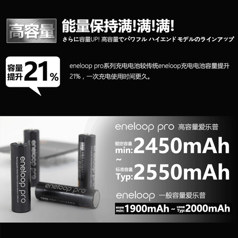 松下爱乐普充电电池8节 5号五号大容量带充电器套装三洋数码相机闪光灯AA镍氢可冲充电池ktv eneloop爱老婆-图1