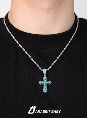 十字架小众彩钻美式锁骨链锆石