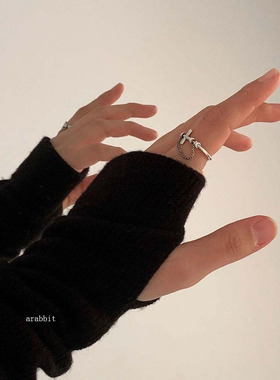 十字架ins开口可调节毛衣链戒指