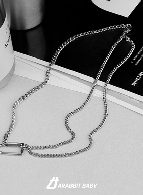 王嘉尔同款安全扣项链男小众设计