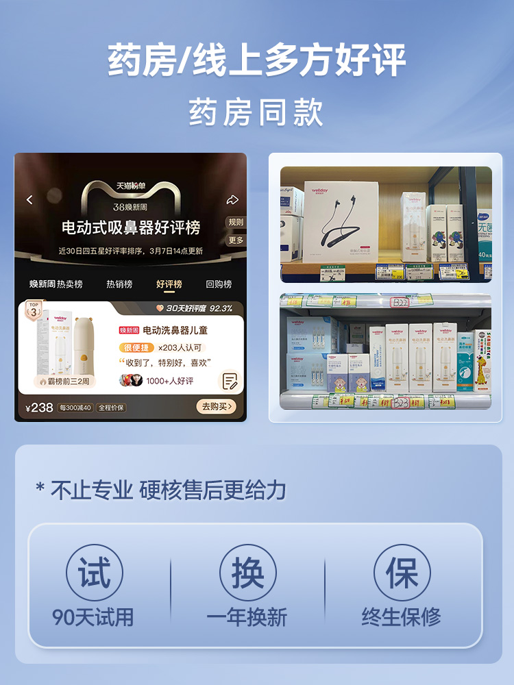 维德医用电动洗鼻器儿童喷雾家用鼻腔冲洗鼻炎清洗鼻塞专用吸鼻器