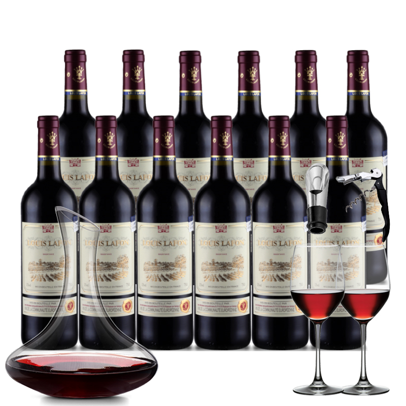 买1箱送1箱法国原瓶进口红酒LOUlSLAFON路易拉菲干红葡萄酒正品 - 图0