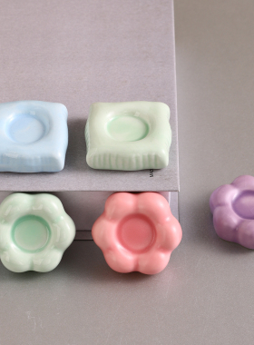 新款创意陶瓷花朵转转乐底座摆件