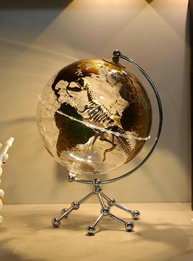 新款轻奢透明地球仪桌面装饰摆件