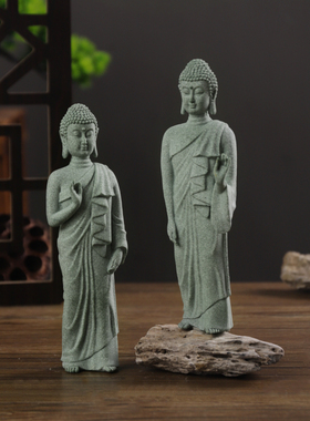 青砂石释迦摩尼佛像摆件鱼缸造景