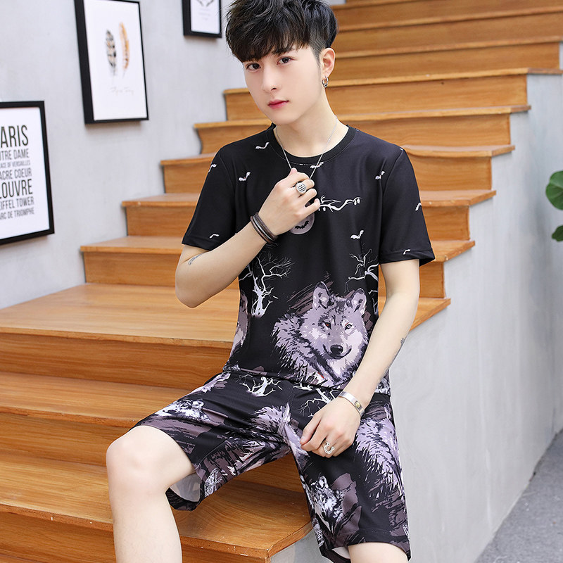 2020新款夏季冰丝青少年学生潮睡衣 格迪格奈睡衣/家居服套装